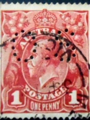 Selo postal da Austrália de 1914 King George V 1 OS U DAI