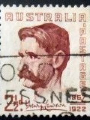Selo postal da Austrália de 1949 Henry Archibald Hertzberg Lawson U