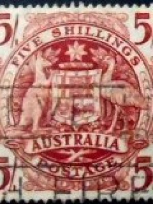 Selo postal da Austrália de 1949 Coat Of Arms 5 U