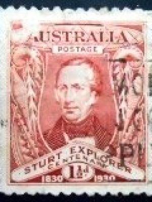 Selo postal da Austrália de 1930 Centenary of Sturt's Exploration U
