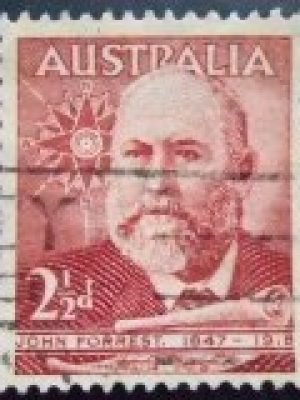 Selo postal da Austrália de 1949 John Lord Forrest of Bunbury 2½ U