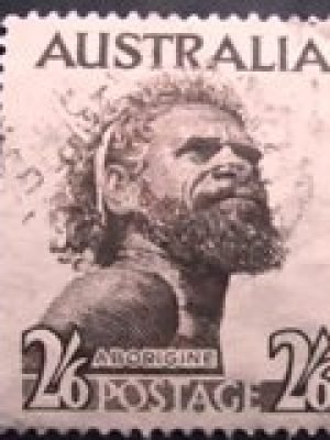Selo postal da Austrália de 1952 Aborigine U