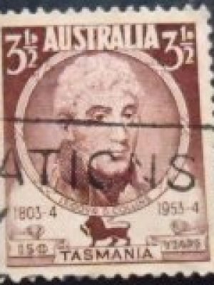 Selo postal da Austrália de 1953 Lt. Governor D. Collins 3½ U