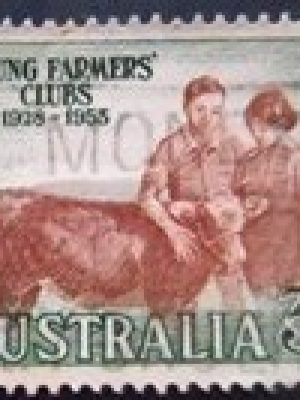 Selo postal da AUstrália de 1953 Young Farmers' Clubs U