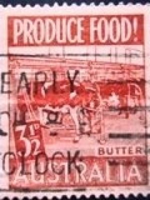 Selo postal da Austrália de 1953 Cows Butter U