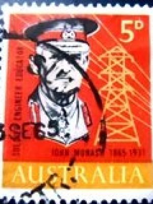 Selo postal da Austrália de 1965 Sir John Monash U