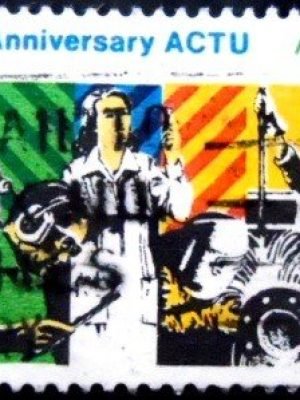 Selo postal da Austrália de 1977 Australian Council of Trade Unions (ACTU) U