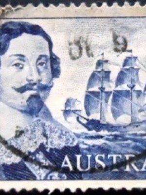 Selo postal da Austrália de 1966 Abel Tasman U