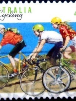 Selo postal da Austrália de 1989 Cycling U sev