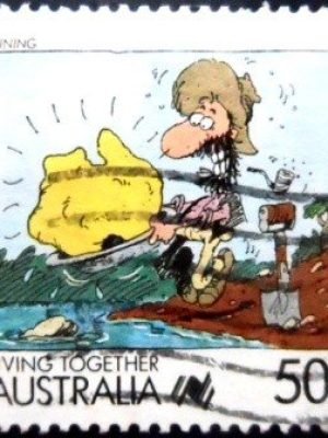 Selo postal da Austrália de 1988 Mining U