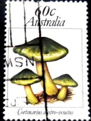 Selo postal da Austrália de 1981 Cortinarius cinnabarinus U