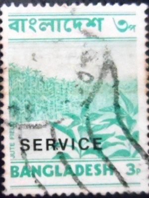 Selo postal de Bangladesh de 1973 Jute Field 3 overprinted U D