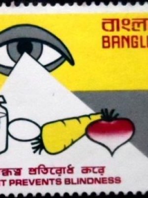Selo postal de Bangladesh de 1976 Eye and healthy food 30 M