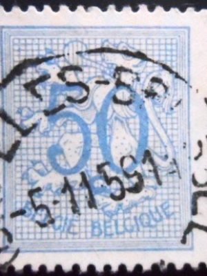 Selo postal da Bélgica de 1951 Number on Heraldic Lion 50 U sev