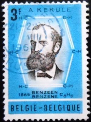 Selo postal da Bélgica de 1966 Prof. Friedrich August Kekulé U