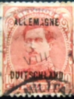 Selo postal Bélgica de 1919 King Albert I overprint ALLEMAGNE DUITSCHLAND 10 U