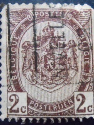 Selo postal da Bélgica de 1894 Coat of Arms 2 U 2