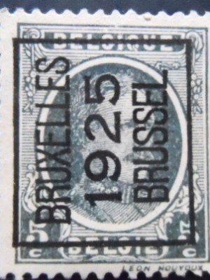 1925 Selo postal da Bélgica de 1925 King Albert I Type Houyoux Precanceled 5 N