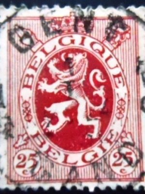 Selo postal da Bélgica de 1929 Heraldic Lion 25 U sev