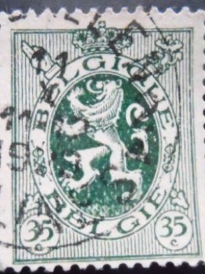 Selo postal da Bélgica de 1929 Heraldic Lion 25 U sev