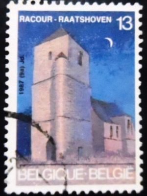 Selo postal da Bélgica de 1987 Saint Christophe Church U