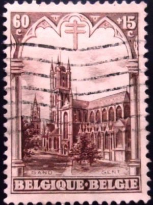 Selo postal da Bélgica de 1928 Saint Bavo cathedral in Gent U