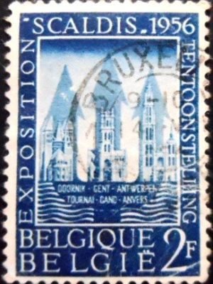 Selo postal da Bélgica de 1956 Buildings of Tournai U