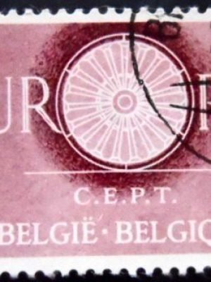 Selo postal da Bélgica de 1960 Wheel with 19 Spokes 3 U