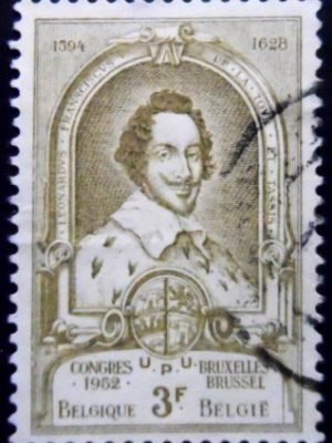 Selo postal da Bélgica de 1952 Count Leonard II of Taxis U
