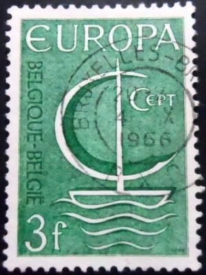 Selo postal da Bélgica de 1966 Sailing Ship as Symbol U