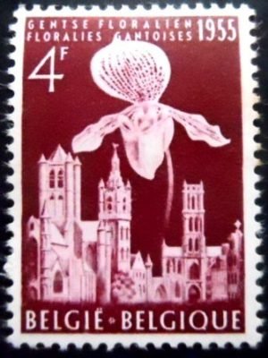 Selo postal da Bélgica de 1955 Azaleas and Gravensteen 4 N