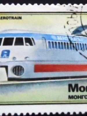 Selo postal da Mongólia de 1979 Monorail Aerotrain "Orleans U