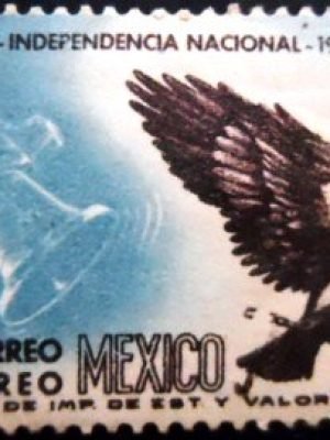 Selo postal do México de 1960 Crested Caracara