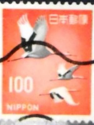Selo postal do Japão de 1968 Red-crowned Cranes U A