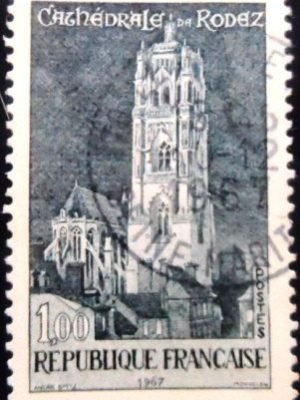 Selo postal da França de 1967 Rodez Cathedral U