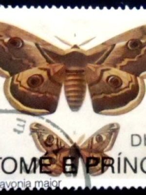 Selo postal de São Tomé e Príncipe de 1992 Small emperor moth NCC