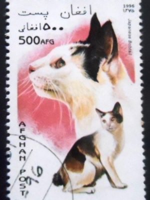 Selo postal do Afeganistão de 1996  Japanese Bobtail NCC