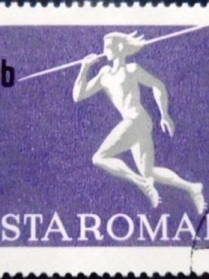Selo postal da Romênia de 1969 Javelin throw MCC