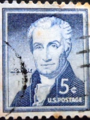 Selo postal dos Estados Unidos de 1954 James Monroe U Ax