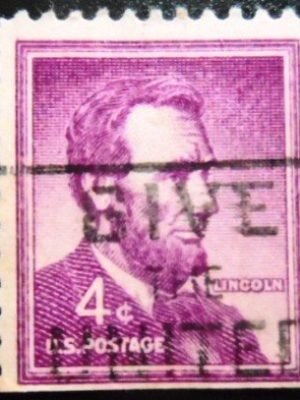 Selo postal dos Estados Unidos de 1954 Abraham Lincoln U A