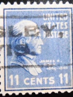 Selo postal dos Estados Unidos de 1938 James K. Polk 11 U sev