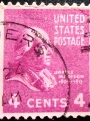 Selo postal dos Estados Unidos de 1938 James Madison 4 U sev