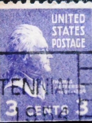 Selo postal dos Estados Unidos de 1938 Thomas Jefferson 3 U EuI