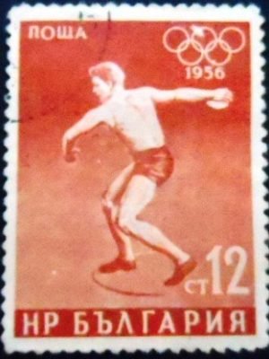 Selo postal da Bulgária de 1956 Discus Throw U