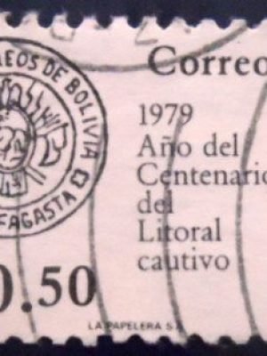 Selo postal da Bolívia de 1979 Antofagasta Cancel U