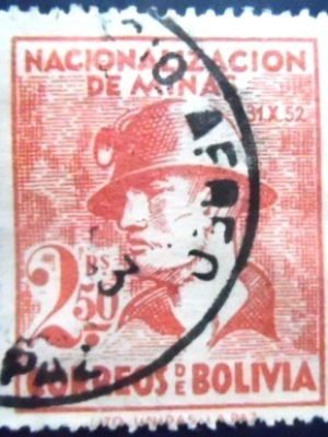 Selo postal da Bolívia de 1953 Miner U