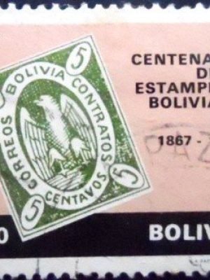Selo postal da Bolívia de 1968 100 Years of Bolivian postage stamps U