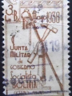 Selo postal da Bolívia de 1938 Emblem of New Government U