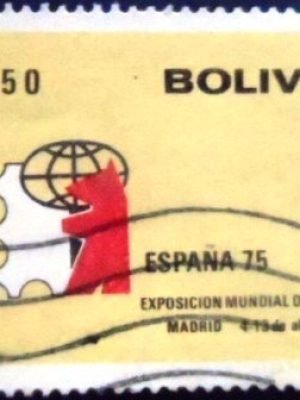 Selo postal da Bolívia de 1975 Philatelic World Exhibition ESPAÑA 75 U
