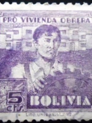 Selo postal da Bolívia de 1939 Worker 5 U